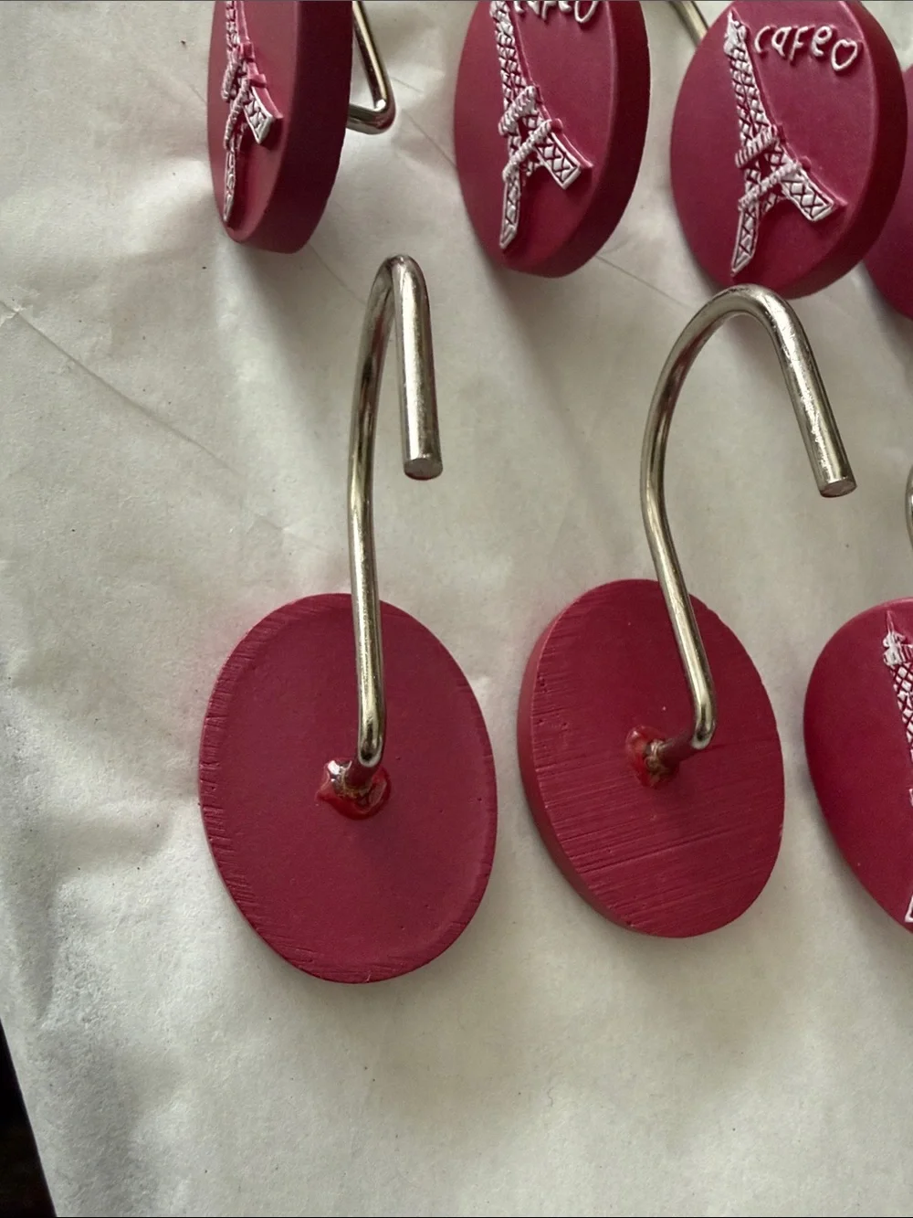 Eiffel Tower Cafe Shower Curtain Hooks Set 12